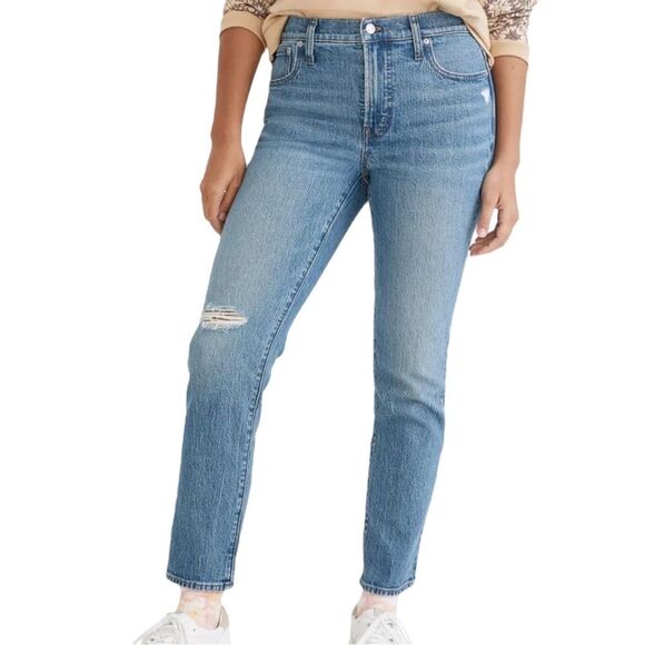 Madewell The Mid-Rise Perfect Vintage Jeans Ainsdale Wash Distressed Size 33 - Picture 1 of 10